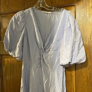 Light Blue Puff Sleeve Dress